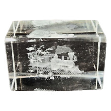Locomotive Glass Paperweight Laser Etched Train 3D Crystal Railroad Buff Gift picture