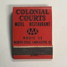 Front Strike Matchbook Used~ Colonial Courts Motel Restaurant~ Lancaster, Ohio picture