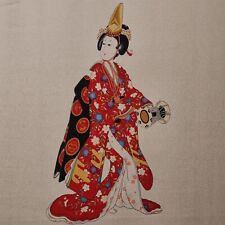 Japanese Tapestry Geisha Floral Wall Hanging Scroll Kobuki Performer 29