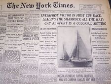 1930 SEPT 14 NEW YORK TIMES - ENTERPRISE VICTOR IN FIRST CUP RACE - NT 4954 picture