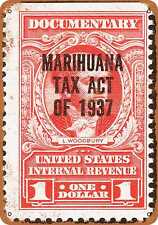 Metal Sign - One Dollar 1937 Marijuana Tax Stamp Red -- Vintage Look picture