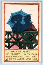 Wall Artist Signed Postcard Soldier Romance When I'm Alone I'm Mighty Blue 1914 picture