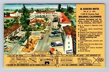 Milibrae CA-California, El Rancho Motel, Advertising Vintage c1968 Postcard picture