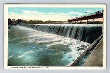 Decatur IL-Illinois, The Dam, Lake Decatur, Antique, Vintage c1939 Postcard picture
