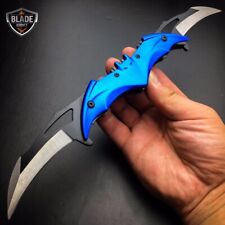 Dark Knight Spring Assisted Open Dual Blade BATMAN Tactical Folding Knife Blue picture