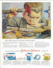 1959 Johnson &Johnson First Aid Cotton Balls Bandage Cream Vintage Print Ad picture