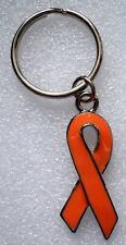 MS/Leukemia Awareness orange ribbon key-ring, silvertone plated, made in USA picture