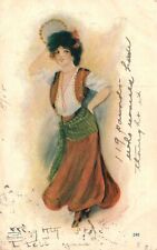Vintage Postcard 1906 Beautiful Girl Oriental Dancer Belly Dance Costumes Art picture