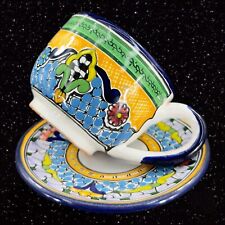 Mexican Hand Made Talavera Pottery Teacup And Saucer Set Signed Hernández Mexico picture