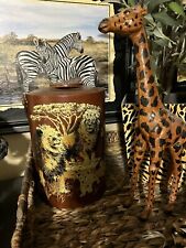 Vintage Ice Bucket Leather Jungle Theme picture