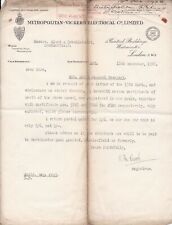 Metropolitan-Vickers Electrical Co. Limited 1928 Col. Deceased Letter Ref 39626 picture