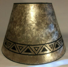 New Parchment Color Empire Shaped Mica Lamp Shade W/ Geometric Design Print 709N picture
