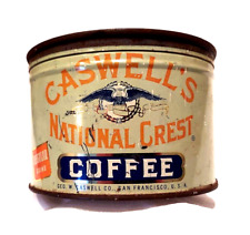 CASWELL'S NATIONAL CREST COFFEE 1 LB KEYWIND EMPTY CAN - SAN FRANCISCO  picture