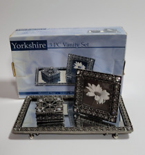 Yorkshire 3 Piece Vanity Set Matching Mirror Tray Jewelry Box Photo Frame picture