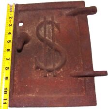 $ Unique Antique Cast Iron Wood Cook Stove Furnace Safe Door Salvage Repurpose $ picture