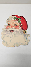 Vintage 11”x9” MCM Die Cut Santa Claus Cardboard Face Christmas Wall Decor picture