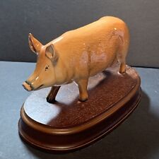 Sow Mama Pig Royal Doulton Ceramic Figurine On Wood Platform Caramel Brown Color picture