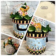 Vintage Sakura Debbie Mumm Butterfly Bucket o Hydrangeas Hand Painted Cookie Jar picture