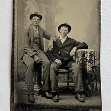 Antique Tintype Photograph Handsome Dapper Young Men Sharp Dressers Affectionate picture