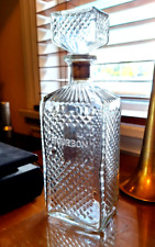 Mid Century Vintage Bourbon Decanter Liquor Bottle Diamond Cut picture