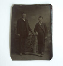 Antique 1890s Tintype Victorian Gentleman American Frontier Brothers Photo picture