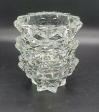 3pc Set Vintage Reims France Clear Glass Candle Holders Pointed Star Base Sides picture