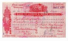 1954 Bank of London & South America-Check-Large Spectacular Piece 23.4 x 12.7 cm picture