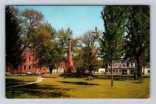 Milan OH-Ohio, Public Square, Civil War Monument, Town Hall Vintage Postcard picture