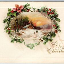 c1910s  A Joyful Christmas High Quality Embossed Gilt Xmas John Winsch Back A205 picture