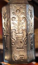 OPEN PONTIL w FANCY EMBOSSED FLOWERS SCENT OR COLOGNE BOTTLE FLARED LIP picture
