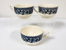 Royal China Currier & Ives blue dogwood Coffee Cups Lot of 3 floral 1950s picture
