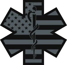 Black Flag Subdued Reflective Star Of Life Fire Helmet Decal EMT 2 inch style 1 picture