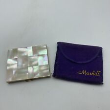 Vintage Marhill Brass  w/ Mother of Pearl Compact  with Original Pouch - UNUSED picture
