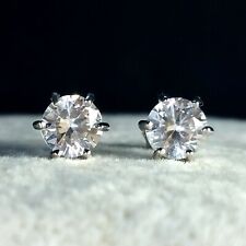 A Pair 6.0 mm Round Cut Phenacite Earring Filled Rhodium White Gold Earring  picture