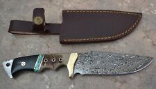 Custom Made Damascus Steel Hunting Knife with Ram /Bull Horn Handle (SK109) picture