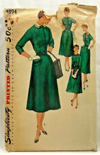 1954 Simplicity Sewing Pattern 4894 Womens Dress Detachable Collar & Scarf 8898 picture