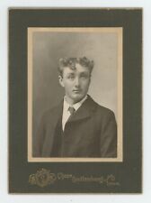 Antique Circa 1900s Small Cabinet Card Handsome Young Man Chase Guttenberg, IA picture