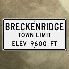 Breckenridge Colorado town limit highway road guide sign 1952 24x12 picture