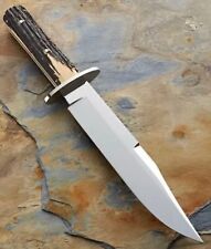 NEW CUSTOM HANDMADE D2 STEEL HUNTING BOWIE KNIFE WITH STAG HORN HANDLE & SHEATH picture