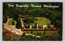 Tacoma WA-Washington, Aerial View, Historic Old Fort Nisqually Vintage Postcard picture