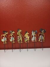 Super Cool set of 6 Vintage Stick Puppets Hand-Painted Indonesian? picture