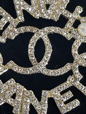 Rare Rhinestone Crystal Zipper Pull Flat Button Gold Large Round 40mm (1.5”) picture