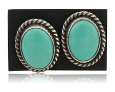 Navajo Cufflinks 925 Silver Native American Natural Turquoise C.80's #165 picture
