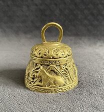 Antique Belgium Marked Cast Brass Zodiac Animals Bell picture