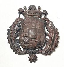 rare antique 1800's ornate solid bronze armorial coat of arms seal officer badge picture
