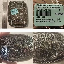 MEN'S WESTERN BELT BUCKLE NEW Praying Cowboy & HORSE QUALITY $180 SILVER BLACK  picture