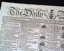 Rare 18th Century w/ Niced Masthead & Illustrated Ship Ads 1794 NYC Newspaper picture