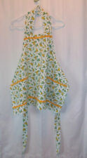 VTG Handmade Yellow & Green Floral Print Bib Apron With Rick Rack  in Size Small picture