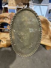 Vintage Large Oval Etched Brass Tray Wall Hanging Turkish Tray picture