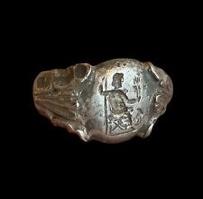 MAGNIFICENT ANCIENT ROMAN MILITARY SILVER RING WITH ZEUS - 2nd Century AD  721 picture
